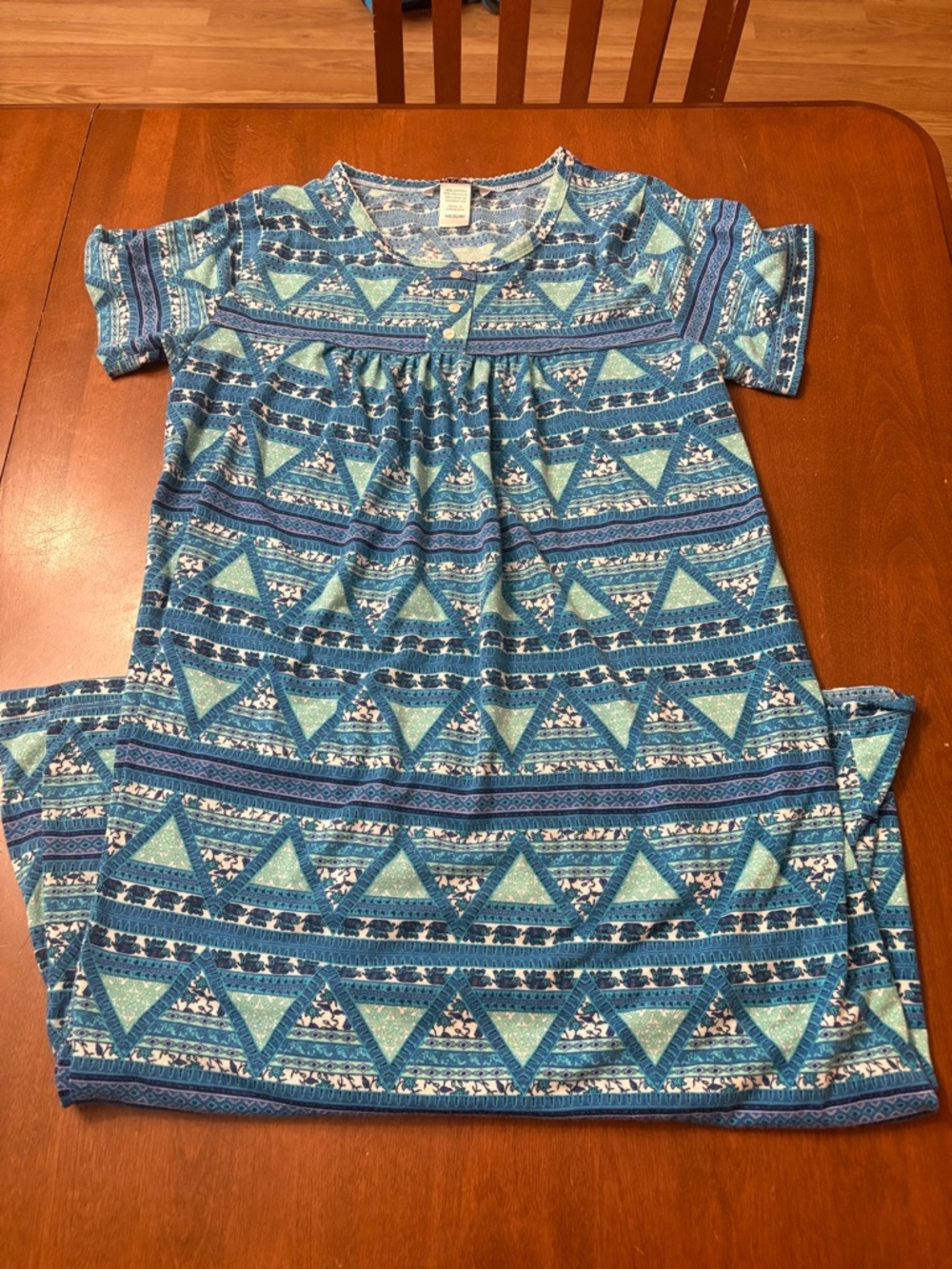 Avon Blue Patterned Short-Sleeve Girls Nightgown
